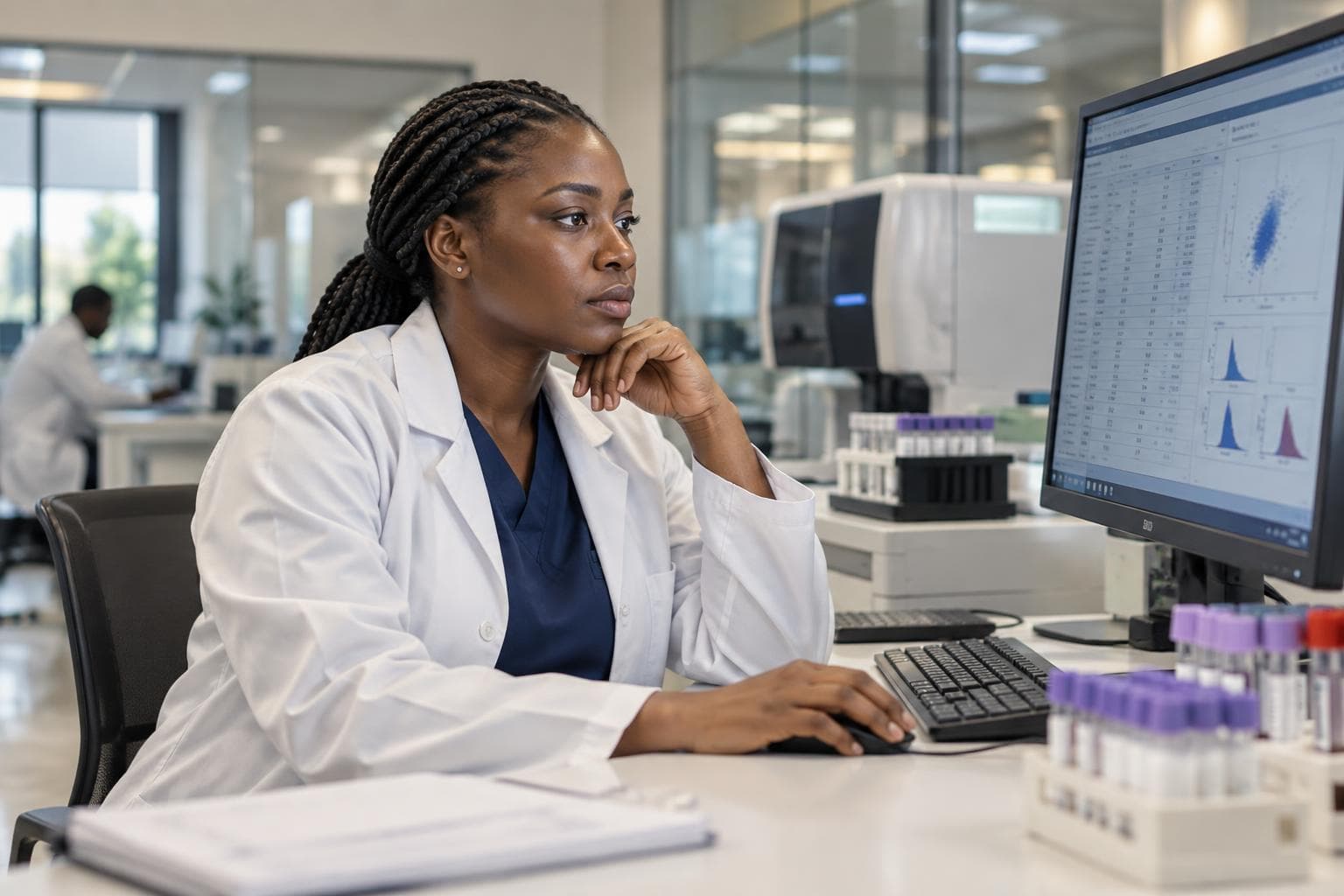 Laboratory technician receiving specimens